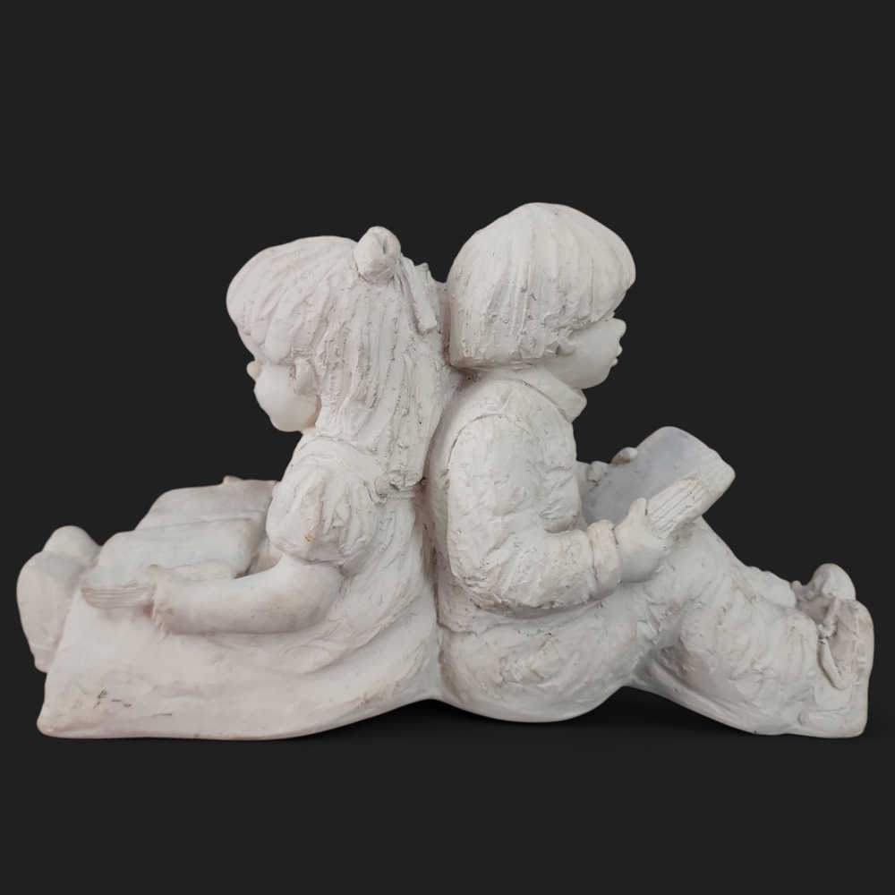 AUSTIN SCULPTURE | Vintage Dee Crowley Signed 1996 Sculpture of Children Reading